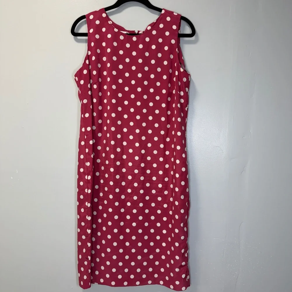 Leslie‎ Fay Vintage Polka Dot Dress and Jacket Set Raspberry Pink Womens 14P